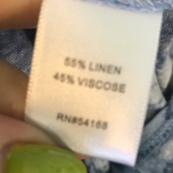 Elliott Lauren Batik Tie Dye Long Sleeve Tee Linen Size XS Blue - Picture 9 of 12